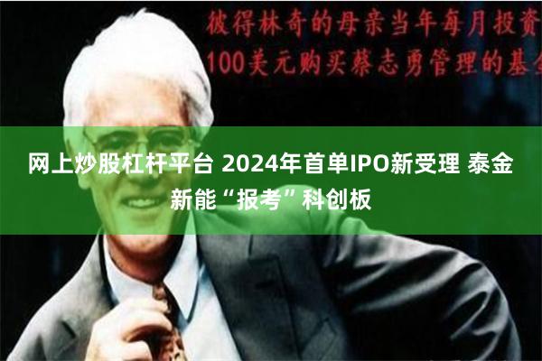 网上炒股杠杆平台 2024年首单IPO新受理 泰金新能“报考”科创板